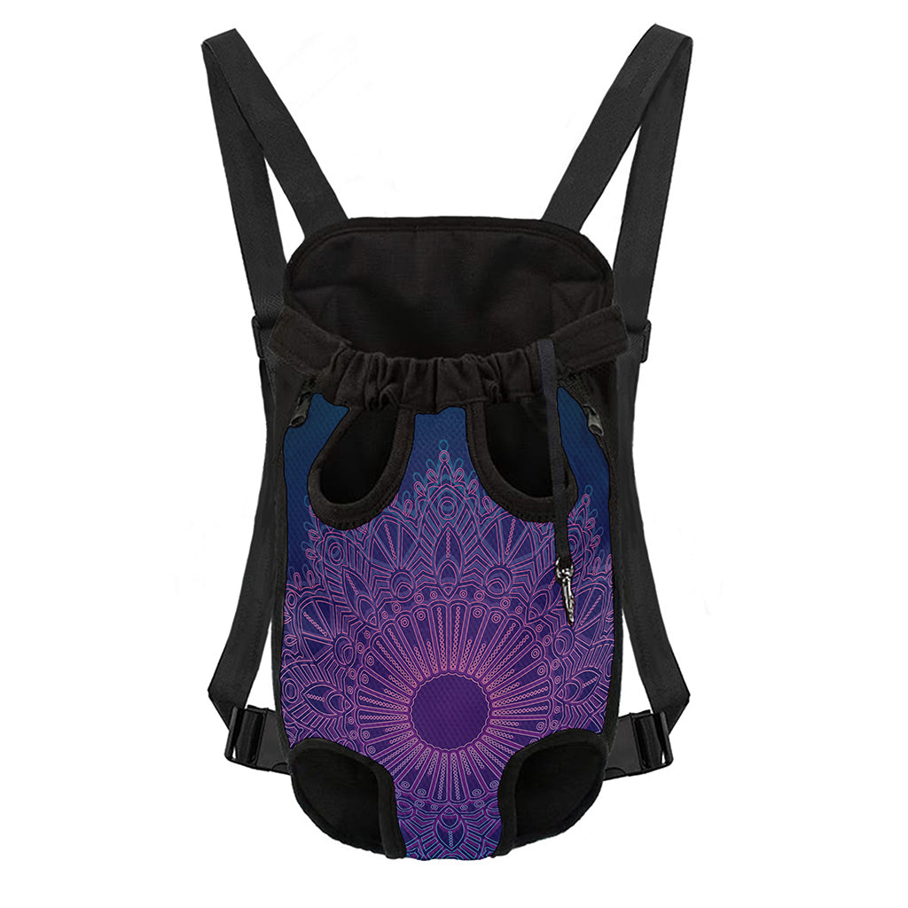 Purple Trippy Mandala Print Pet Carrier Backpack