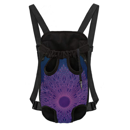 Purple Trippy Mandala Print Pet Carrier Backpack