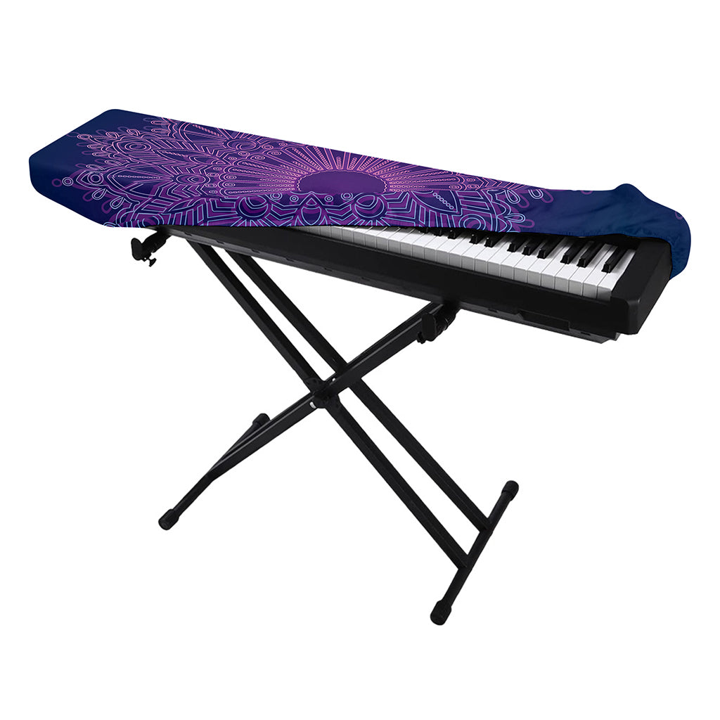 Purple Trippy Mandala Print Piano Keyboard Cover