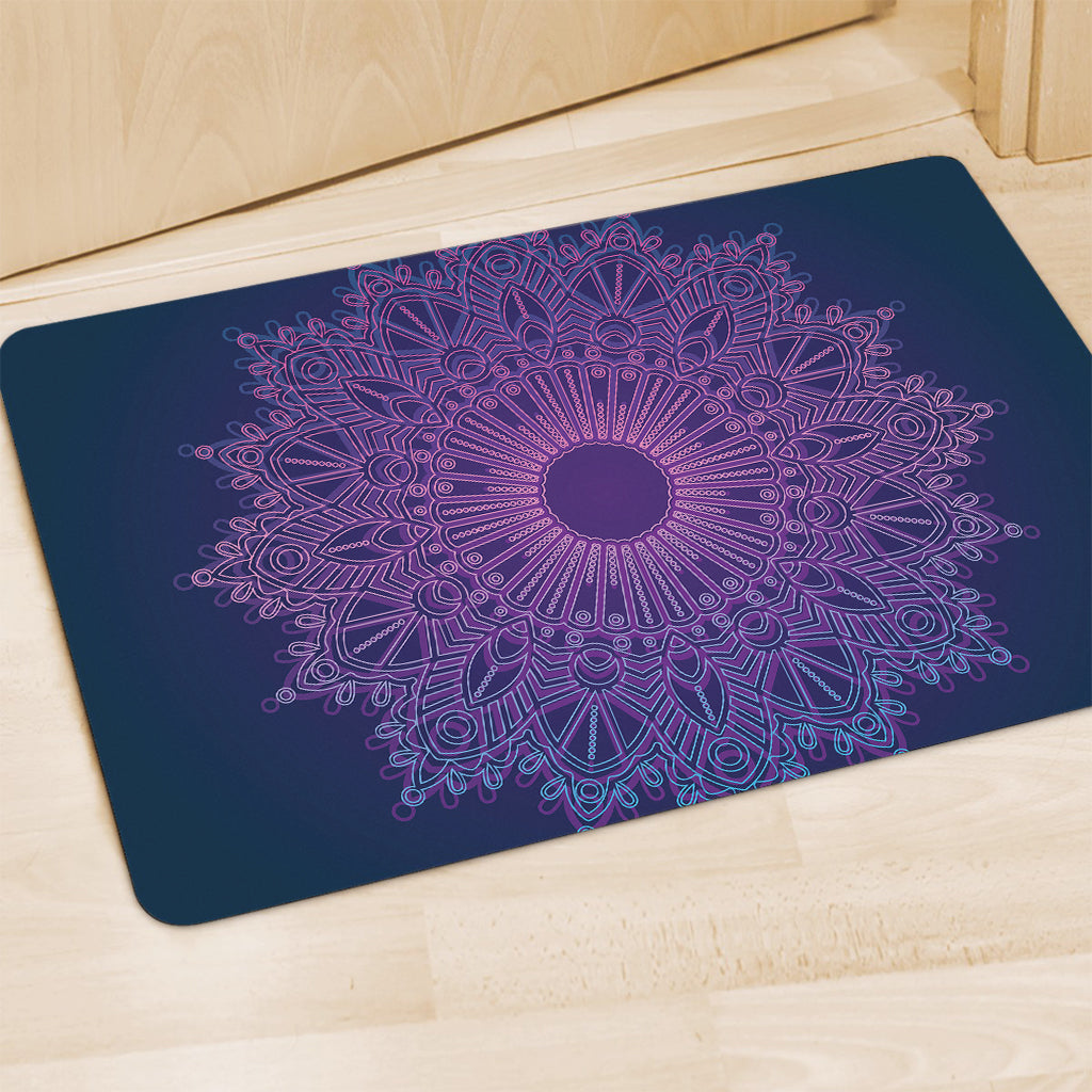 Purple Trippy Mandala Print Polyester Doormat