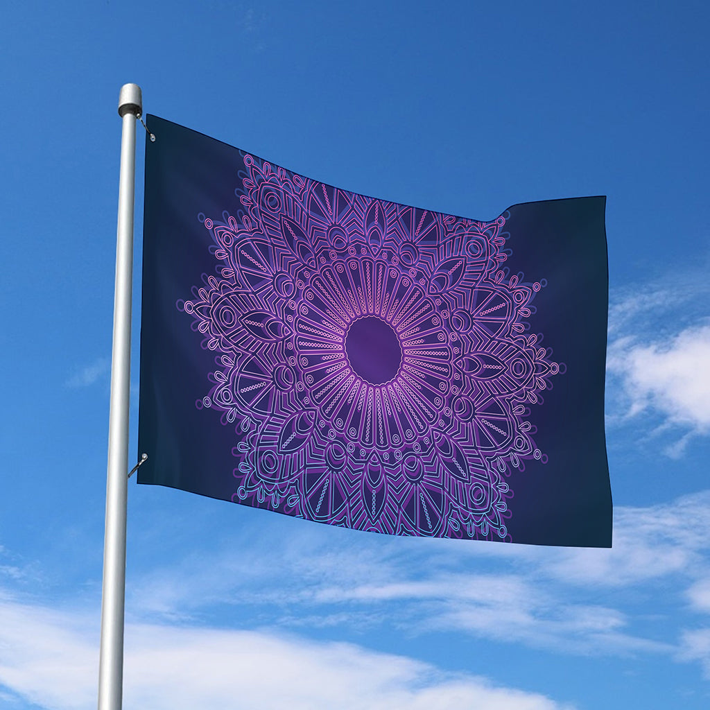 Purple Trippy Mandala Print Polyester Flag