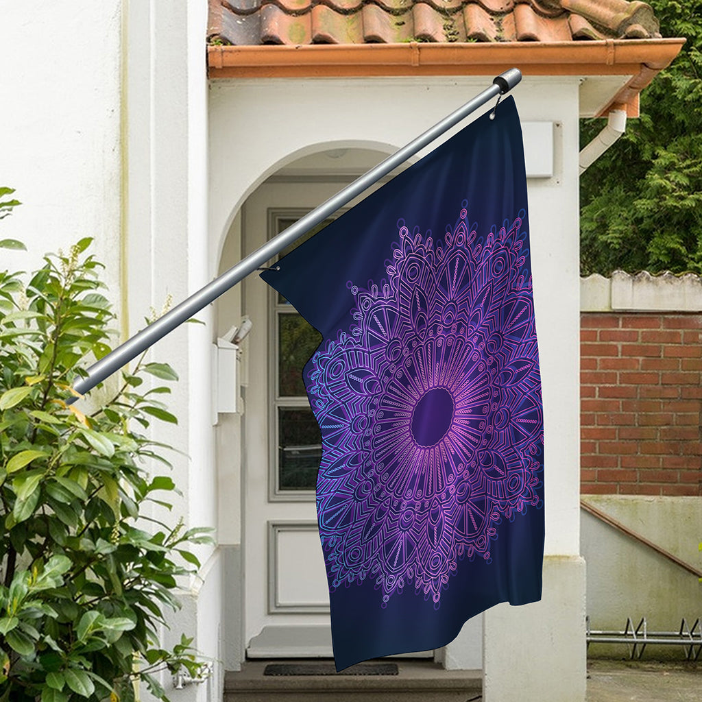 Purple Trippy Mandala Print Polyester Flag