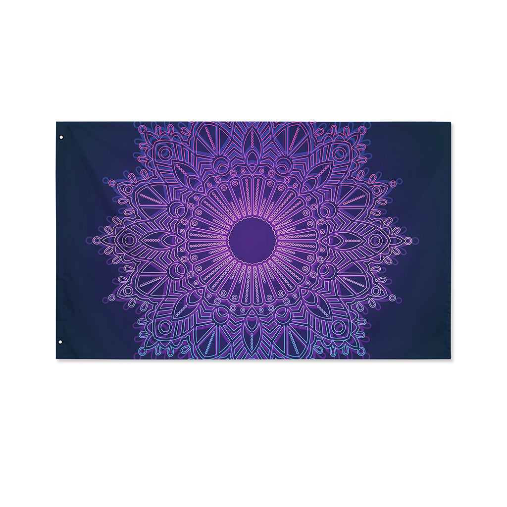 Purple Trippy Mandala Print Polyester Flag