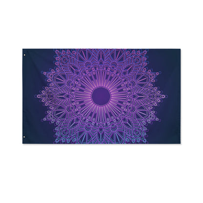 Purple Trippy Mandala Print Polyester Flag
