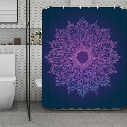 Purple Trippy Mandala Print Polyester Shower Curtain