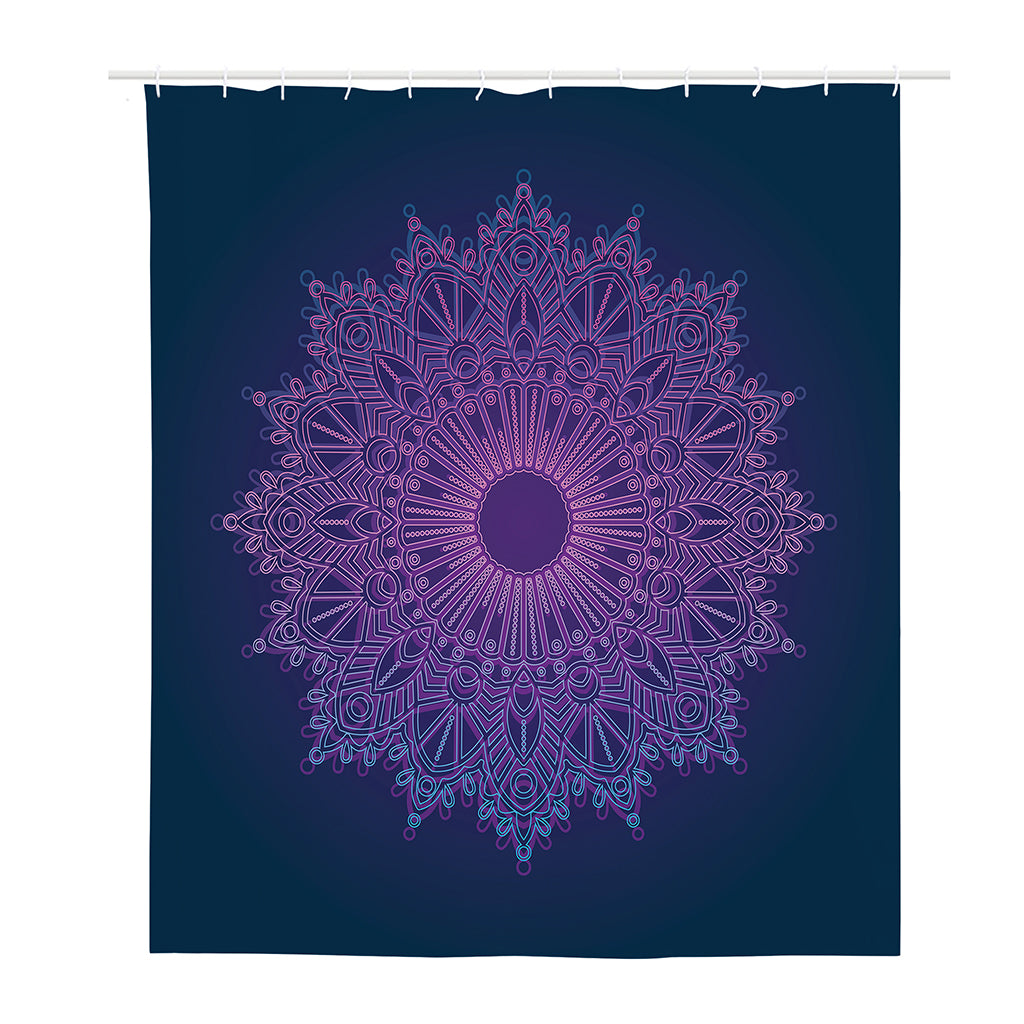 Purple Trippy Mandala Print Polyester Shower Curtain