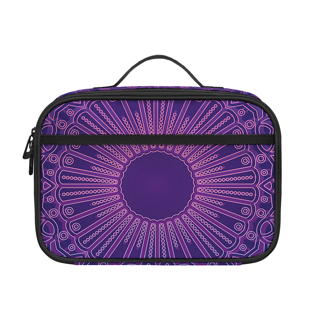 Purple Trippy Mandala Print Portable Lunch Bag