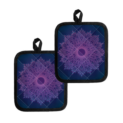 Purple Trippy Mandala Print Pot Holders