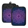 Purple Trippy Mandala Print Pot Holders With Pocket