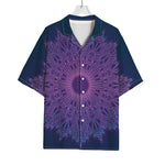 Purple Trippy Mandala Print Rayon Hawaiian Shirt