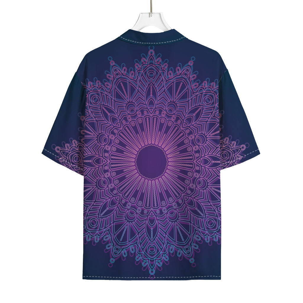 Purple Trippy Mandala Print Rayon Hawaiian Shirt