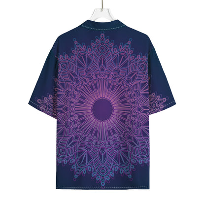Purple Trippy Mandala Print Rayon Hawaiian Shirt