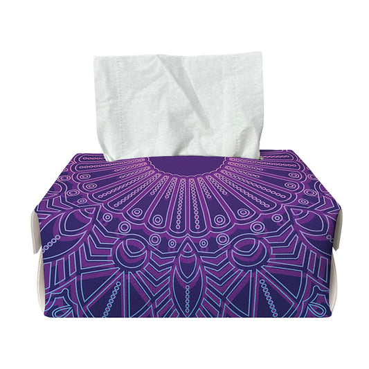 Purple Trippy Mandala Print Rectangle Tissue Box Cover