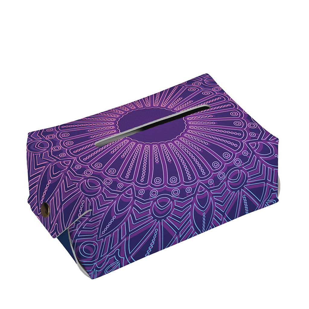 Purple Trippy Mandala Print Rectangle Tissue Box Cover