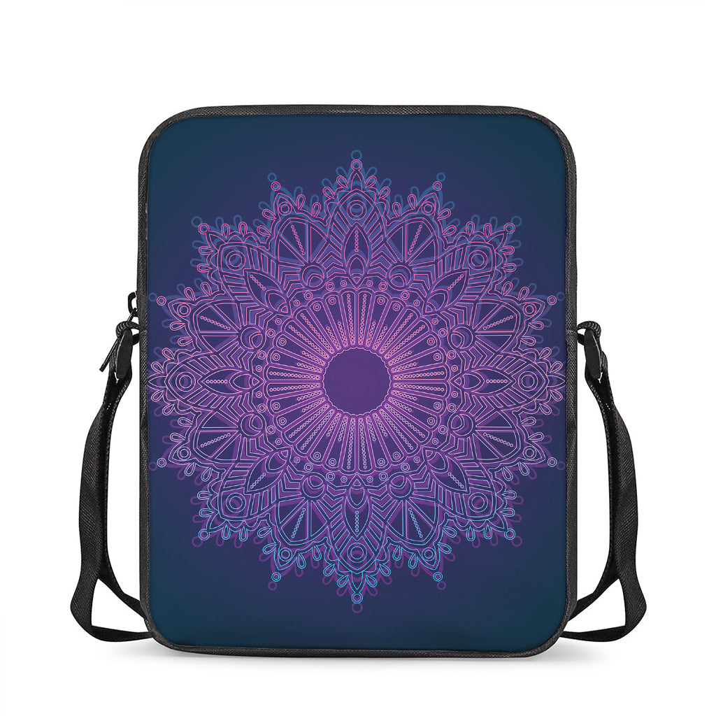Purple Trippy Mandala Print Rectangular Crossbody Bag