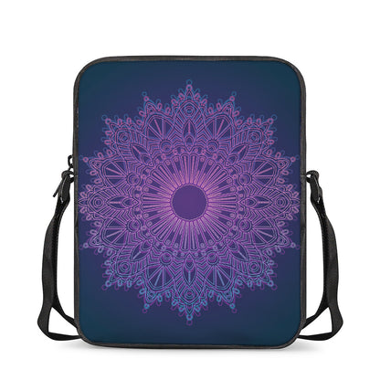 Purple Trippy Mandala Print Rectangular Crossbody Bag