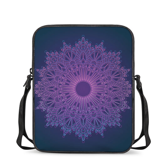 Purple Trippy Mandala Print Rectangular Crossbody Bag