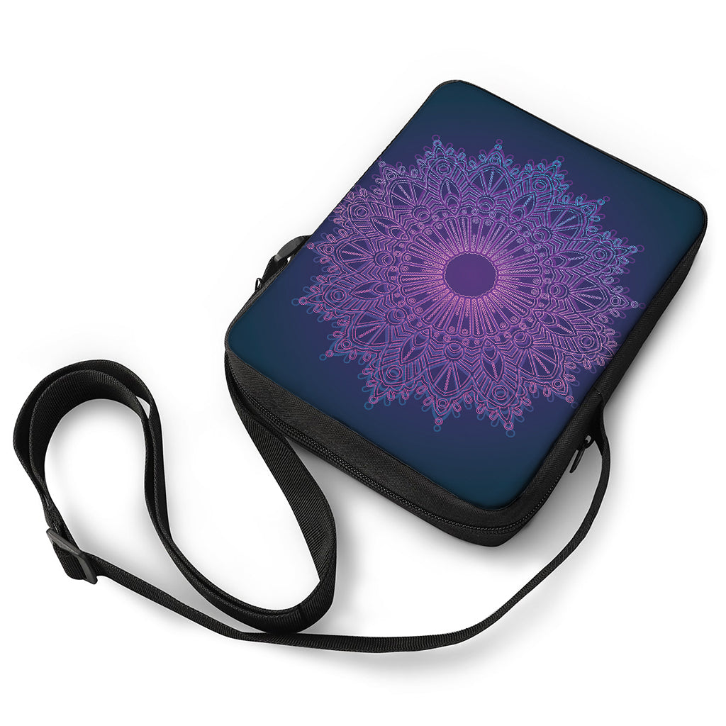 Purple Trippy Mandala Print Rectangular Crossbody Bag