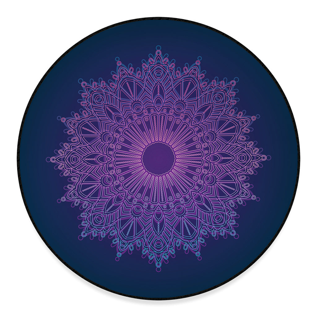 Purple Trippy Mandala Print Round Floor Mat