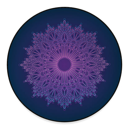 Purple Trippy Mandala Print Round Floor Mat