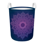Purple Trippy Mandala Print Round Laundry Basket