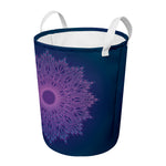 Purple Trippy Mandala Print Round Laundry Basket
