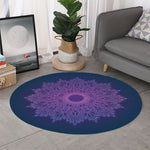 Purple Trippy Mandala Print Round Rug