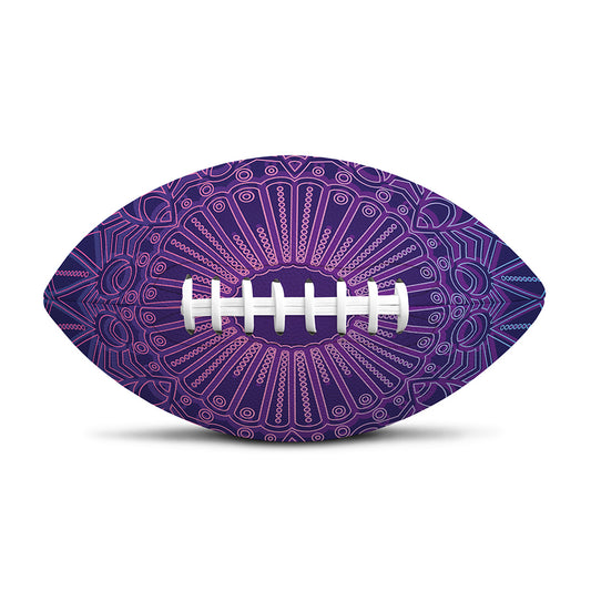 Purple Trippy Mandala Print Rugby Ball