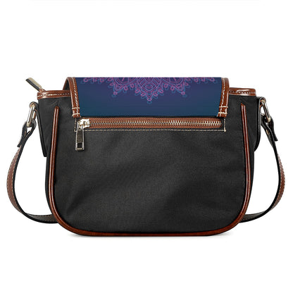 Purple Trippy Mandala Print Saddle Bag