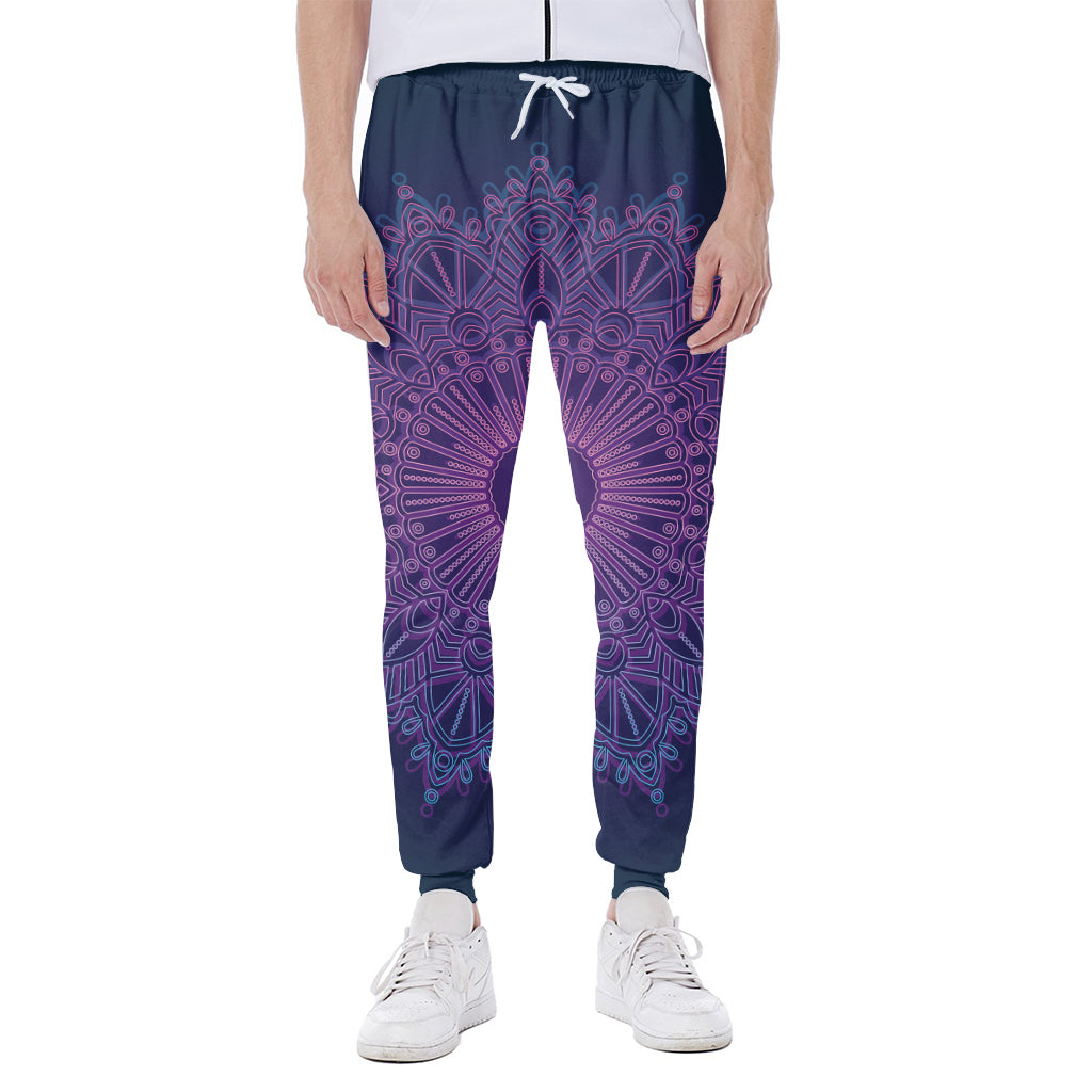 Purple Trippy Mandala Print Scuba Joggers