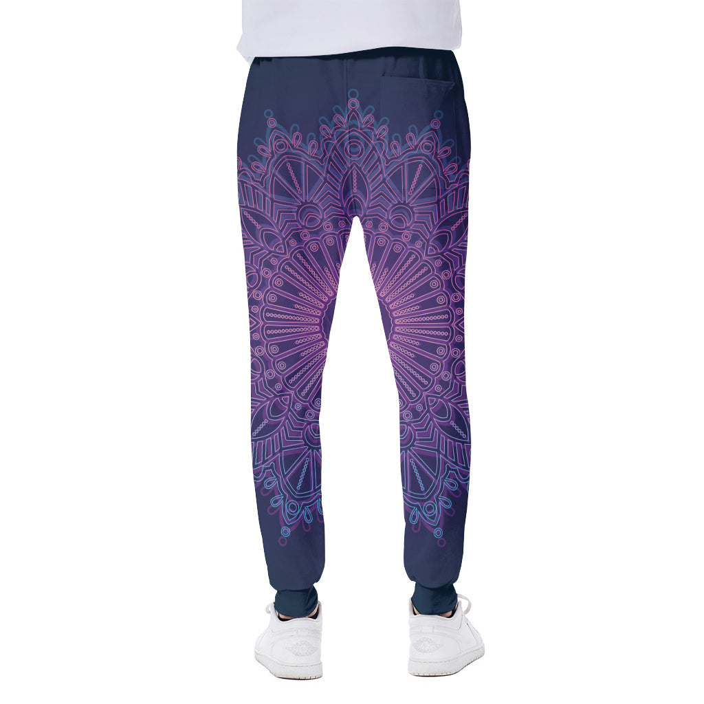 Purple Trippy Mandala Print Scuba Joggers