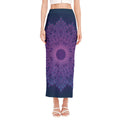 Purple Trippy Mandala Print Side Slit Maxi Skirt