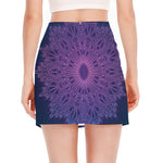 Purple Trippy Mandala Print Side Slit Mini Skirt