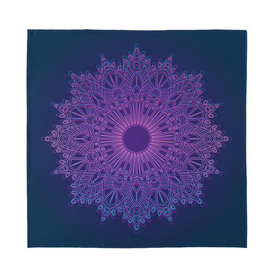 Purple Trippy Mandala Print Silk Bandana