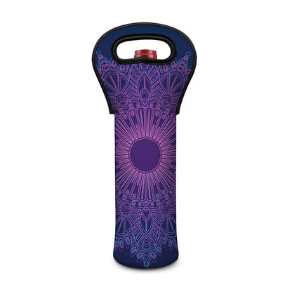 Purple Trippy Mandala Print Single Neoprene Wine Tote