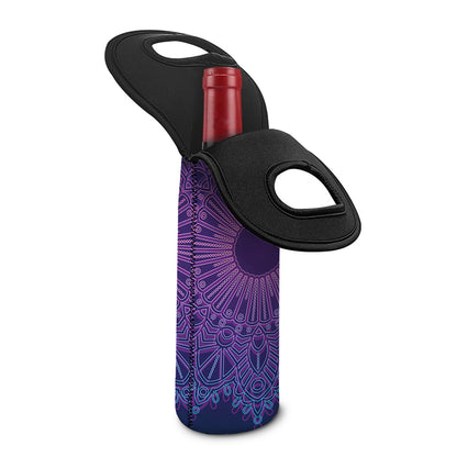 Purple Trippy Mandala Print Single Neoprene Wine Tote