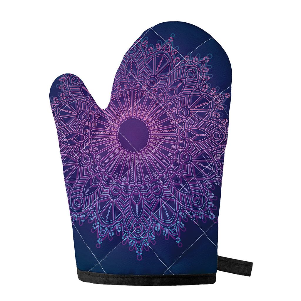 Purple Trippy Mandala Print Single Oven Mitt