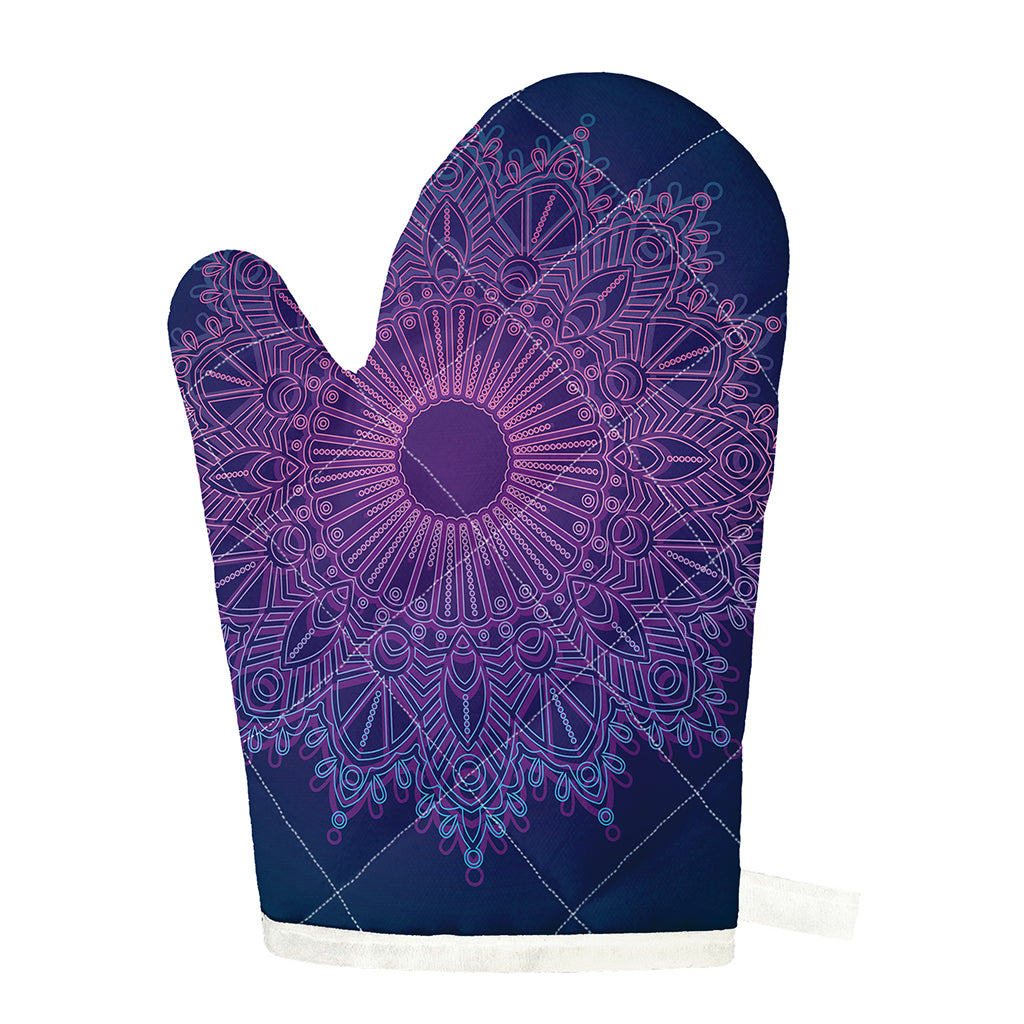 Purple Trippy Mandala Print Single Oven Mitt
