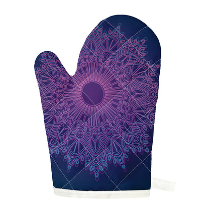 Purple Trippy Mandala Print Single Oven Mitt