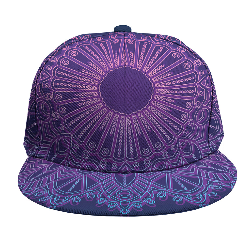 Purple Trippy Mandala Print Snapback Cap