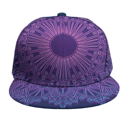 Purple Trippy Mandala Print Snapback Cap