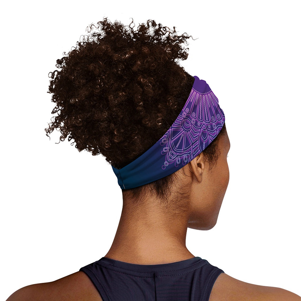 Purple Trippy Mandala Print Sports Headband