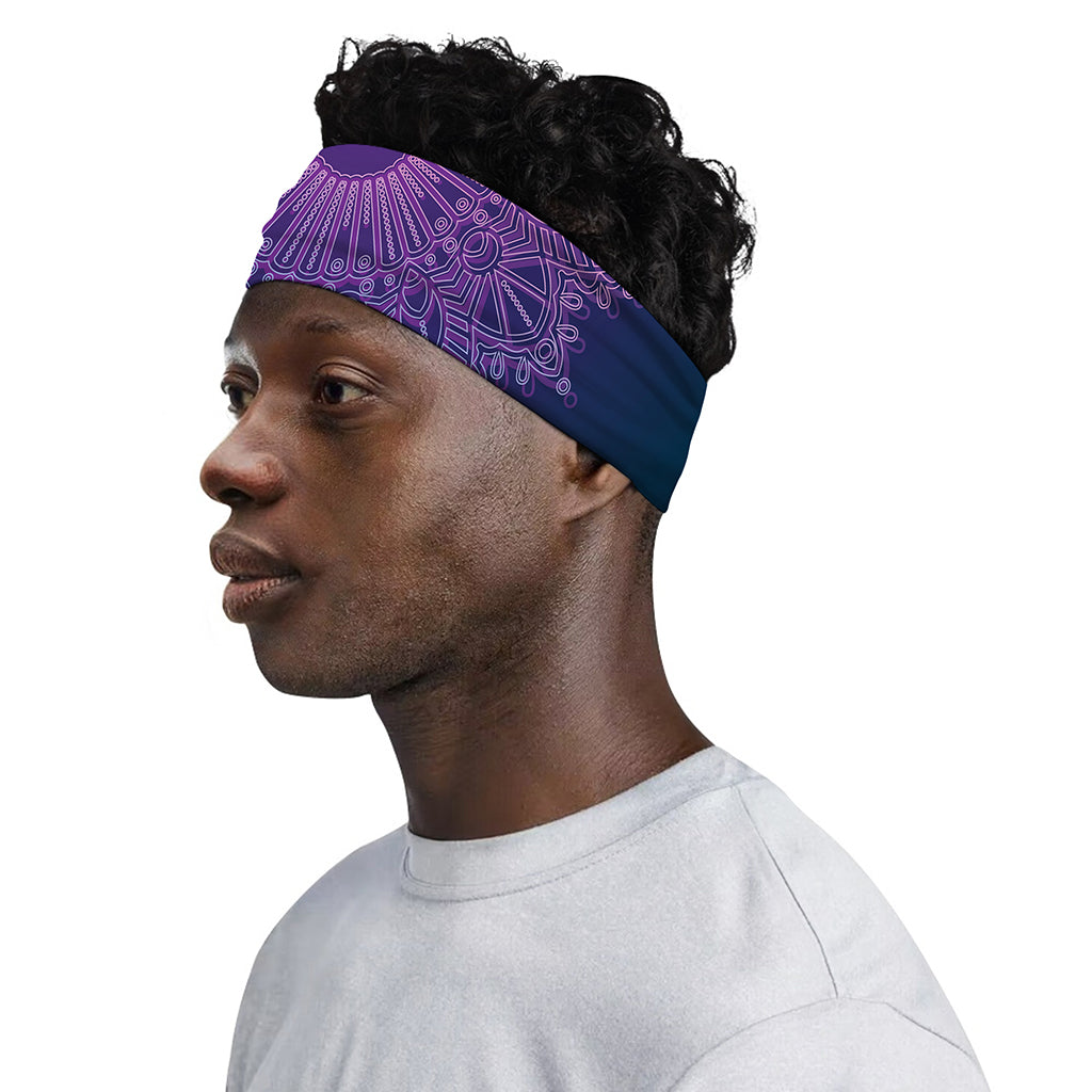 Purple Trippy Mandala Print Sports Headband