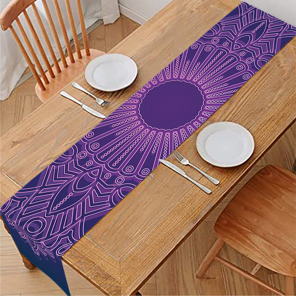 Purple Trippy Mandala Print Table Runner