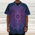 Purple Trippy Mandala Print Textured Short Sleeve Shirt