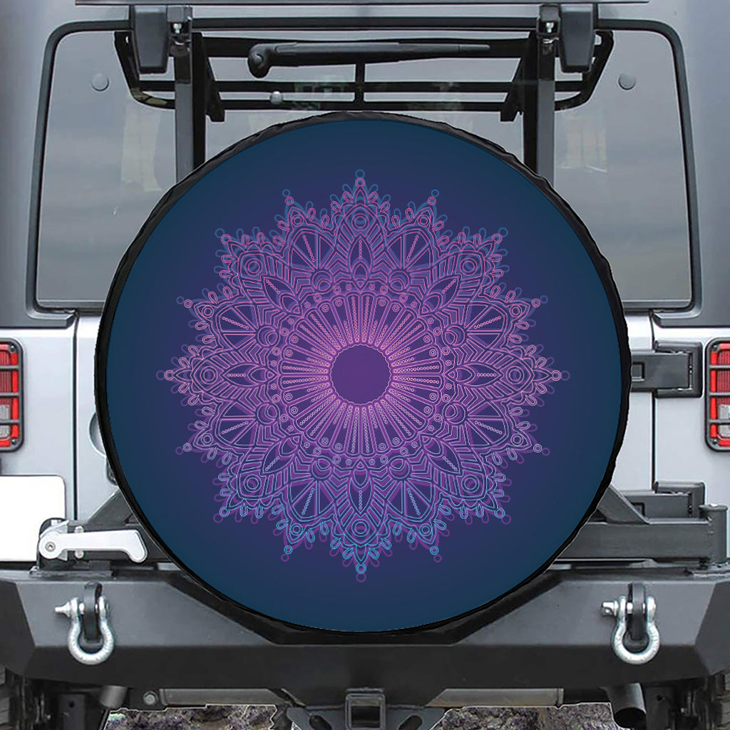 Purple Trippy Mandala Print Tire Cover