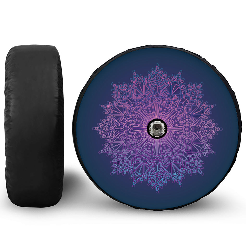 Purple Trippy Mandala Print Tire Cover With Camera Hole