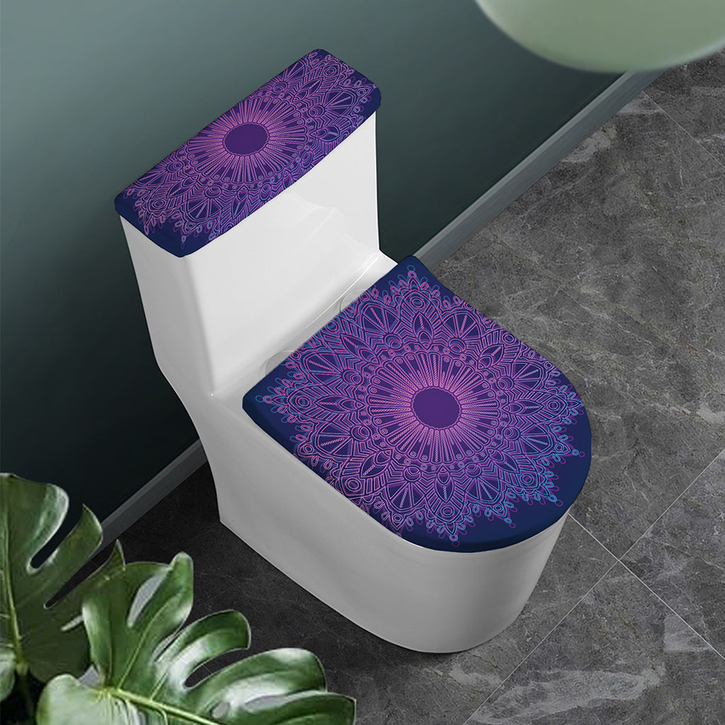 Purple Trippy Mandala Print Toilet Lid And Tank Cover Set