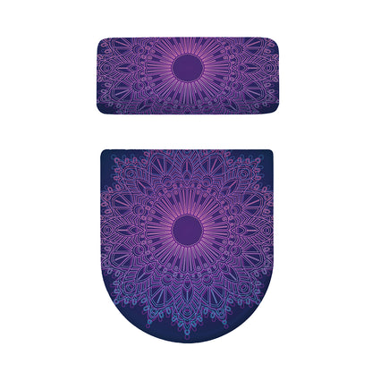 Purple Trippy Mandala Print Toilet Lid And Tank Cover Set