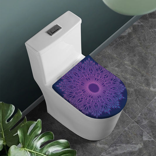 Purple Trippy Mandala Print Toilet Lid Cover